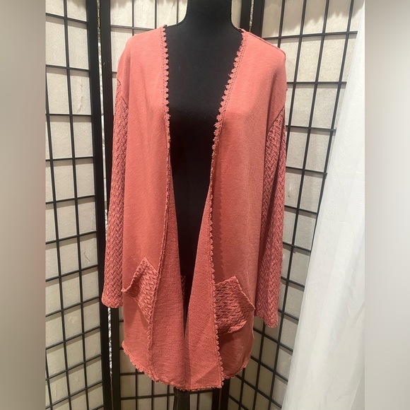 Natural Reflections Rust FRENCH TERRY OPEN FRONT CARDIGAN SIZE M - Picture 8 of 12